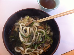 Udon noodles with mountain herbs